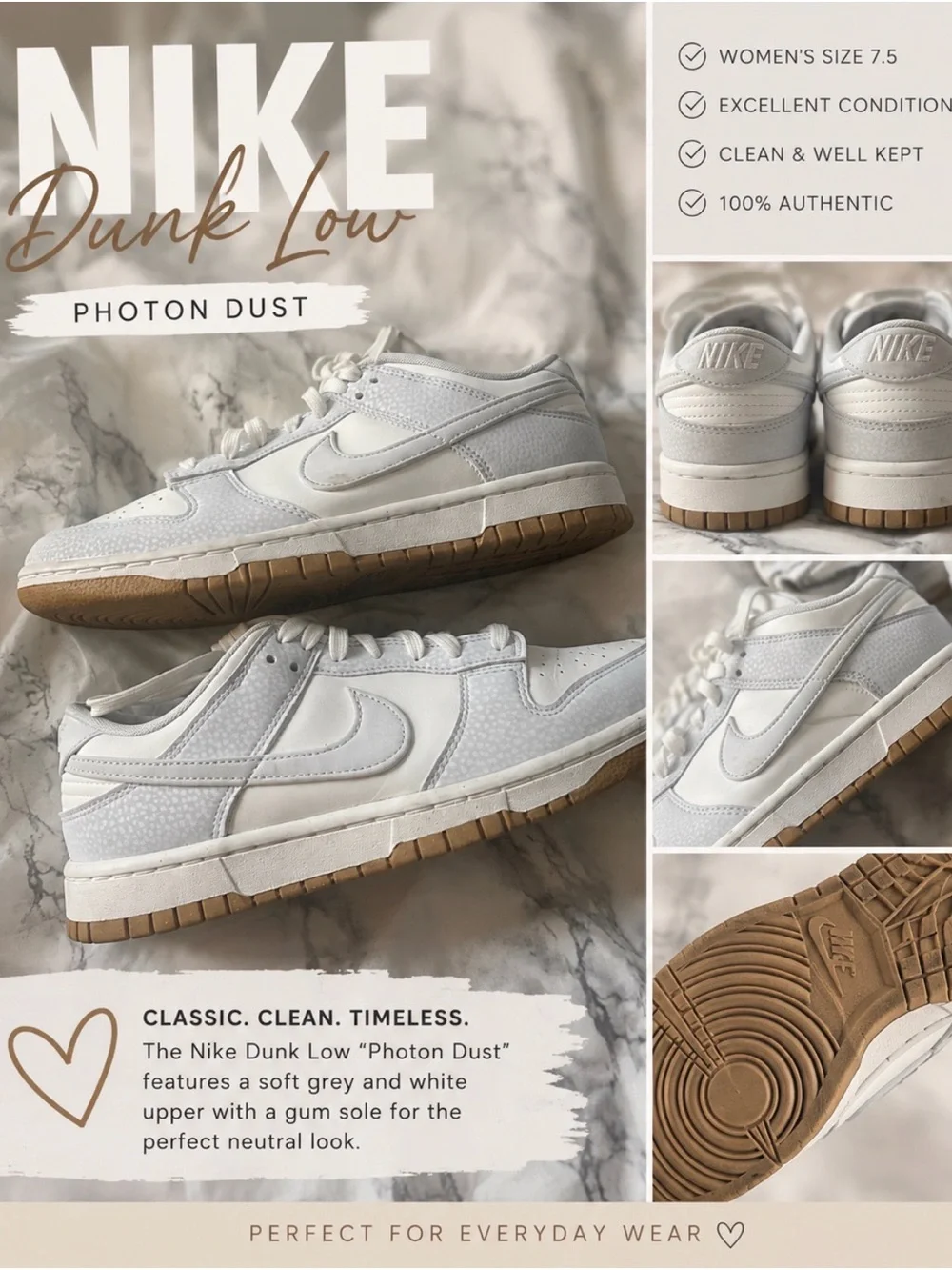 Nike Dunk Low in White and Gum Men’s Sneakers